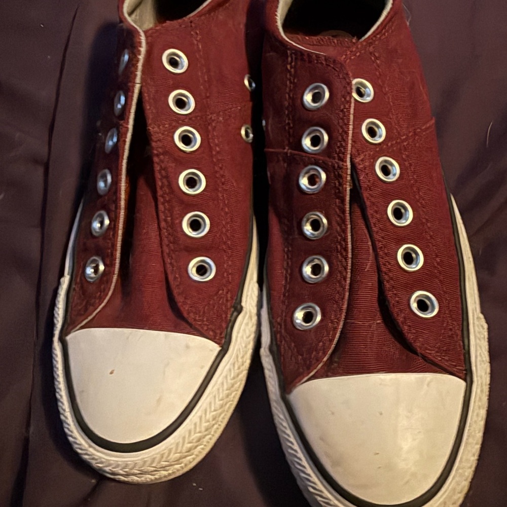 Converse Burgundy High-Tops with White Soles